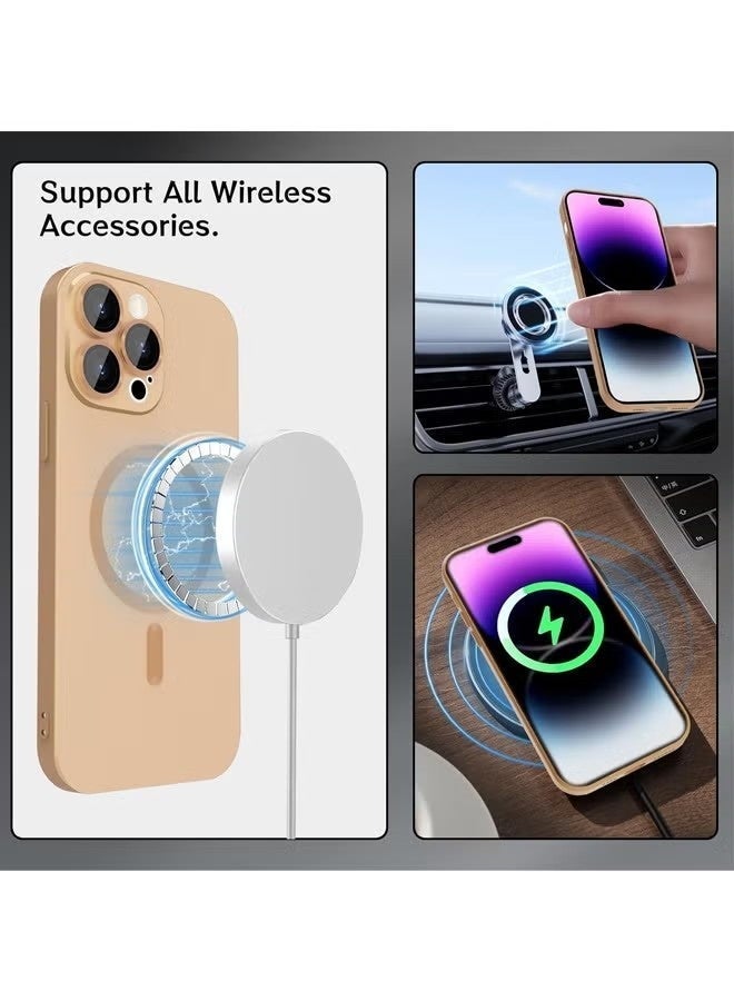 iPhone 16 Pro Max Case With MagSafe, Strong Magnet, [Shockproof Thin Cover] Full Camera Lens Protector, Plating Glossy Yellowing Resistant Shockproof Soft Protective Case Cover, Anti Scratch & Fingerprint, Desert Gold Brown - Image 2